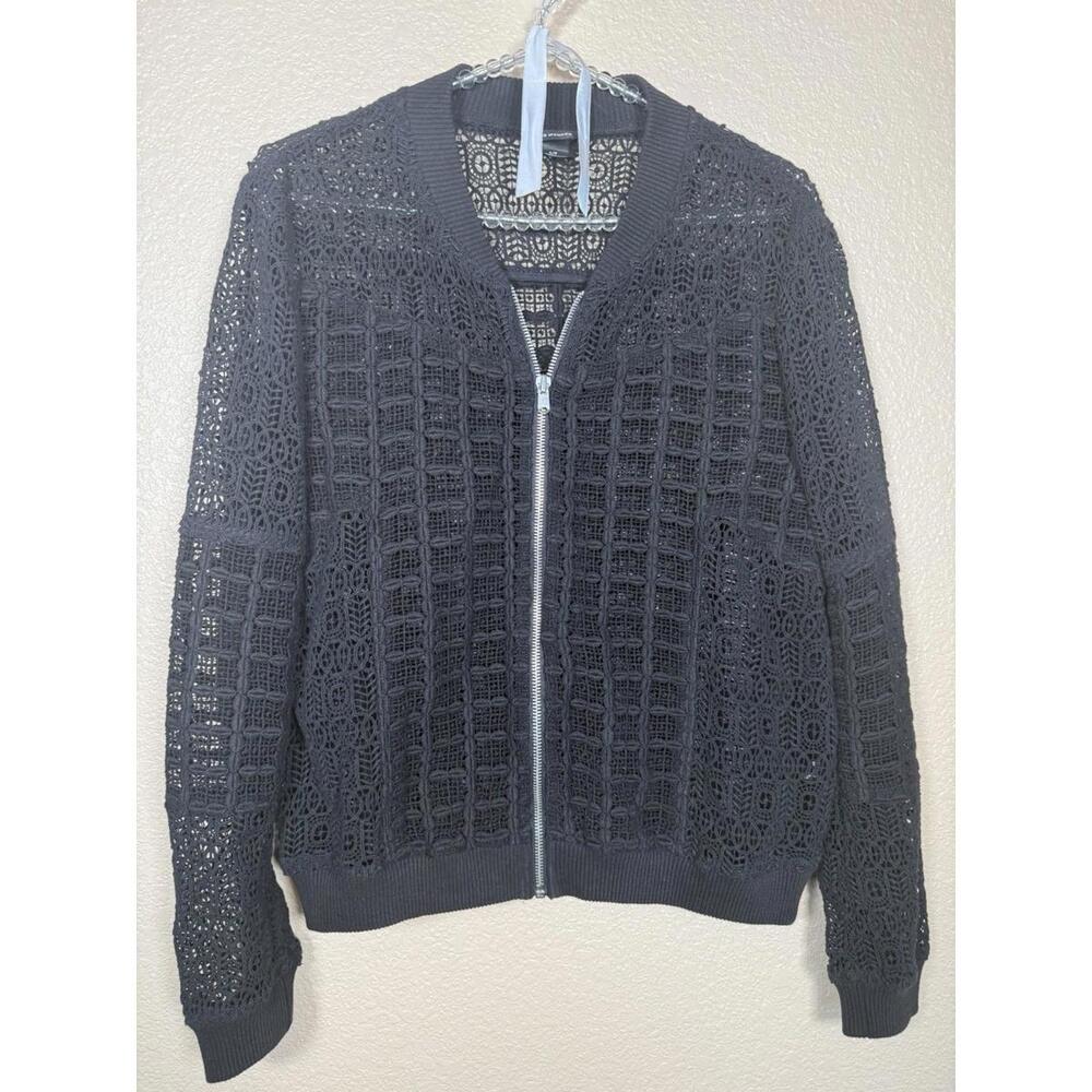 Club Monaco Petite Womens Arlet Lace Bomber Black Full Zip Jacket Sz‎ S Witchy